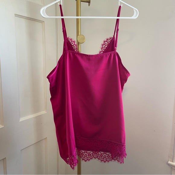 AND NWT Magenta Cami Tank Lace Trim & Adjustable Spaghetti Straps - Picture 7 of 17